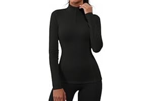 Gyabnw Maglia Termica Donna Sportiva Felpa Donna con Zip Manica Lunga Abbigliamento Maglie Termiche Strato Base Intimo Top da Termico Running