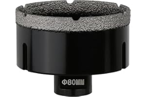 Vearter 80mm Dry Diamond Core Drill Bit, M14 Thread Connection Vacuum Brazed Masonry Hole Saw, Hollow Hole Cutter for Tile, Marble, Granite, Porcelain, Concrete and Quartz Stone