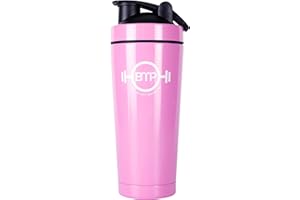 BMP Fitness Edelstahl Protein Shaker 750 ml | Nachhaltiger Metall Eiweiß Shaker mit Spiralball | Edelstahl Trinkflasche (Pink)