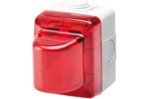 GEWISS - GW27415DY Spia di Segnalazione, 15W, 230V, Diffusore Rosso, IP55, Grigio Ral 7035