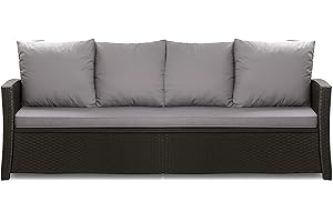 Setgarden® Coussin d'extérieur pour banc de jardin - Pour banc de jardin - Coussin d'extérieur - Pour balancelle en rotin - Gris clair - 180 x 50 x 50 cm