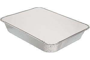 EURO CLASSIC Pack of 10, Rectangular Aluminum Container Pans with Lids ~ Foil Trays with Lids ~ Good for Baking, Cooking, Storing and Freezing ~ 25 x 30cm (10 x 12 inch)