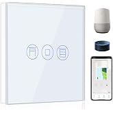 BSEED White WIFI Shutter Switch, Smart Switch Compatible with Tuya, Alexa and Google Home, APP Control and Timer Function, 2.