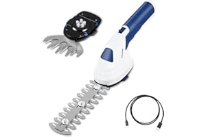 Gxpjycfob 2 en 1 Cisaille à Gazon sans Fil, 7.2V Taille Haie Batterie avec 2 Lames, USB Rechargeable, Largeur/Longueur de Coupe 10 cm/18 cm, Coupe Haie sans Fil pour Arbustes, Jardin, Gazon, Pelouse