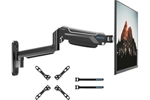 BONTEC Supporto Monitor Muro per Monitor 13-42 Pollici, Braccio Monitor Muro Singolo con Molla a Gas Ergonomico Regolabile in Altezza, Rotazione e Inclinabile, Max VESA 200x200 mm, Fino a 9kg