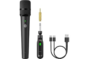TONOR Trådlösa Dynamiska Handmikrofoner med Mottagare, Dubbla Uppladdningsbara Mikrofoner för Karaoke, Sång, Hemmafester, Födelsedagar och Tal, 30 Timmars Batteritid, 2.4 GHz, TW 220