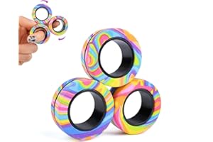 ASIOWELY Anneaux Magnétiques TDAH Jouets Fidget Toys Adultes,3 PCS Cool Fidget Aimant Ring pour Anti Stress Spinner Anneau de Doigt pour Enfants Adolescents Cadeaux pour 3-6-8 + Année Vieux Garçons
