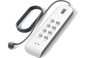 Belkin Ciabatta multipresa con USB e 8 prese, protezione dalle sovratensioni con 8 prese CA protette e 2 porte di ricarica USB-A da 2,4 A, cavo di prolunga da 2 m, presa multipla per casa e ufficio