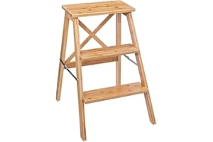 5 FIVE SIMPLY SMART 5five - 3 stopnie bambusowe stopnie - wielofunkcyjna składana drewniana drabina do dekoracji łazienki w gospodarstwie domowym