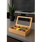 8 B&ouml;lmeli Bambu Poşet &Ccedil;ay Kutusu Bambu Organizer Kutu Takı Aksesuar Kutusu 30X20X7CM.