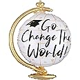 Atpata Funky Go Change The World Globe Shape Graduation Theme Foil Balloon - Perfect for Grad Parties, Academic Celebrations, and Happy Graduation Convocation & other Grad Decorations