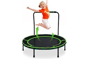 NUKIED 36'' Kids Trampoline Mini Foldable Fitness Noise-Free Trampolines with Safety Padded Protective Cover Fitness Exercise Bungee Rebounder Jumping Indoor & Outdoor Use for Children Toddler Boys & Girls