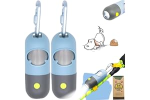 YUCHIYA Hundekotbeutelhalter mit LED-Taschenlampe| Doggy Poo Bags Spender für Die Leine| Pet Waste Bags Träger| Taschen Karabiner Verschluss LR44 Knopfzellen enthalten