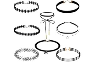 Soleebee Choker Halsketten Set Mode Velvet Halskette Gummi Stretch Samt Halsband Tattoo Spitze Kette Schmuck-Sets Damen Halskette Schmuck für Frauen Mädchen