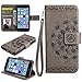 Produktbild Kucosy iPhone 5/5S Schutzhülle PU Leder Flip Case Mode Retro Schöne Blumen Muster Design für Folio Brieftasche Handytasche mit Kartenfach und Standfunktion für iPhone 5/5S, Grau