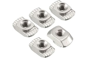 sourcing map Sliding T Slot Nuts, M3 Half Round Roll in T-Nut for 2020 Series Aluminum Extrusion Profile, Carbon Steel Nickel-Plated, Pack of 10