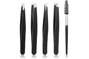 Pince à épiler professionnelle Pince a Epiler poil sourcils epilation,5Pcs epilateur sourcil accessoires de maquillage et outils pour l'élimination des Poils Incarnés
