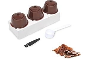 iTauyees Capsula Caffè Riutilizzabile, 3 Pezzi Capsula di Plastica Riutilizzabile per Il Caffè, Compatibili con La Macchina Dolce Gusto (Marrone)