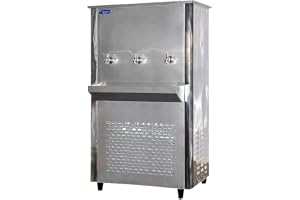 Super General 45 Gallons 3 Tap Water Cooler SGCL50T3, R134a refrigerator type, 3 Taps, Durable Steel, 59 x 64 x 127 cm (WxDxH), Silver, 1 Year Warranty