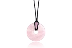 PURAJA Colgante de Piedra Natural Collar de Cristal con Colgante de Donut y Cordón Exclusivo | Piedra Curativa/Piedra de la Suerte de Minerales