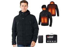 Mincoo Chaqueta Calefactable Adecuado Para Hombres y Mujeres Con Batería de 18400 mAh Capucha Impermeables Elección Ideal Para Actividades al Aire Libre