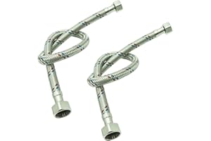 HYDROLAND Set 2 Flexschlauch Zoll Panzerschlauch Verbindungsschlauch Anschlussschlauch zwei stück zulaufchlauch bad küche armatur (80 cm 1/2" x 1/2")