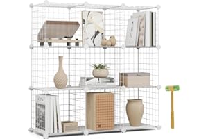 Newlux - Estantería Almacenaje Multiuso 9 Cubos (94,5x94,5x31,5cm), hasta 90Kg Capacidad. Estantería Metálica de Hierro Modular | Zapatero o Armario Abierto, Blanco