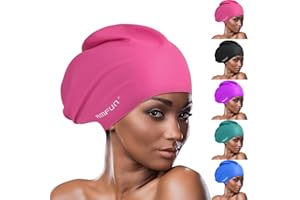 AMFUN Czepek pływacki do długich włosów, bardzo duży czepek kąpielowy dla kobiet i mężczyzn, czepek kąpielowy dla kobiet i mężczyzn, do przedłużania włosów, warkoczy, afro