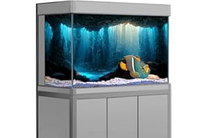 SB LITTLE Pegatina de fondo de acuario, piedra de cueva subacuática fondo de pantalla de impresión HD pecera, decoración de paisaje de PVC (15,7 x 31,4 (40 x 80 cm)