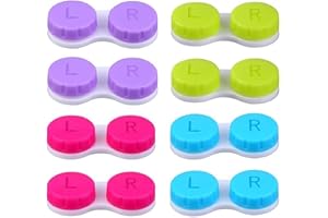 GEMMAHW Lot de 8 Étuis à Lentilles de Contact, Boite à Lentilles de Contact Anti-Fuite pour Voyage et Maison, Rangement Pratique et Hygiénique pour Lentilles de Contact