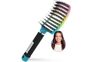 SAKKAL Cepillo de Pelo, Cepillos de Cerdas de Jabali Naturales Largo, Grueso, Fino, Rizado Y Enredado Peinado Profesional Natural Desenredando Secado Rápido secador desenredante peine mujeres ninos salon