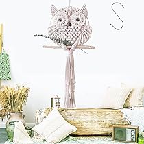 Arazzo Gufo Tessuto A Mano, Acchiappasogni Gufo Da Appendere Alla Parete, Decorazione Boho Fai Da Te, Motivo Gufo In Macramè, Regalo Per Amanti Dei Gufi, Gufo Bianco, Gufo In Macramè, Hibou