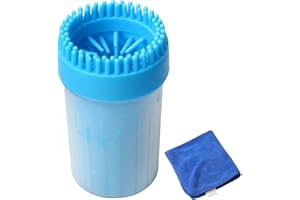 Kitchnexus Hundepfoten Reiniger, Pfotenreiniger aus Silikon, Haustiere Fuß Reinigungsbürste Haustier-Pflege - Mit einem Handtuch… Blau