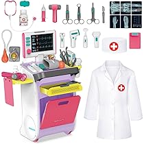 Kit Docteur Enfant 30 Pièces Avec Chariot Médical Électronique - Jeu De Rôle Médical Dès 3 Ans
