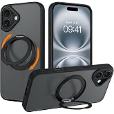 İphone 16 Plus Kılıf Mat Magsafe Kablosuz Şarj Destekli Ayarlanabilir Dik ve Yan 360 Gizli Standlı