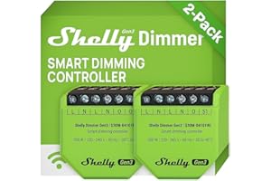 Shelly Dimmer Gen3 Doublepack WLAN Smart Dimmer, Hausautomation, Dimmbare Lichter, LED-Streifen, Kein Neutralleiter Еrforderlich, Smarte Zeitpläne, Kein Hub Еrforderlich, iOS & Android, Alexa & Google