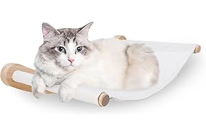 ZESTEFY Katzenhängematte Wandmontage, Kletterwand Set aus Massivholz mit Katzentreppe - Stabiles Katzenbett, Raumsparendes Katzenmöbel für Schlafen, Klettern und Ausruhe (Katzenhängematte)