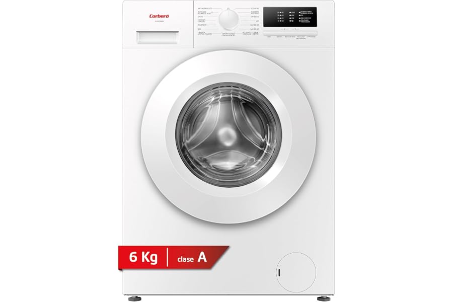 Corberó - Lavadora Plus 6 kg | CLH6106MN | 1000 rpm | Motor Inverter | 15 Programas| Función Vapor | Inicio Diferido y Antial