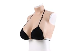 Tauzveok Silikon Brust D Cup Crossdresser Brüste, Silikon Künstliche Brüste, Silikonbrüste Brustprothesen Für Herren BH Mastektomie,Beige 02 Gel,I