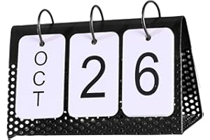 Sharplace Calendrier perpétuel créatif, décor de tournage de table à cadre en métal pour la maison, Le noir