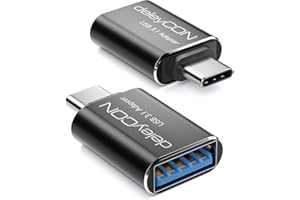 deleyCON USB-C do USB Adapter USB 5 Gbit/s (2 Sztuki) - Adapter OTG do Telefonu Komórkowego Thunderbolt dla iPhone 17 16 15, Galaxy S25/S24, MacBook, iPad, iMac, Surface, Notebook, PC, Laptop, Czarny