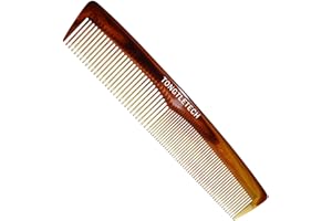 TONGTLETECH Hair Comb- Professional Hairdressing Comb Master Barber and Salon Anti Static Heat Resistant Strong and Durable Comb, Medium and Fine Tooth in Amber