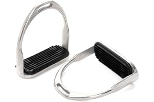 Cididu 2 Pack Horse Riding Stirrups, Metal Hose Saddle Stirrup with Rubber Pad, Safety Knee Ankle Protection Saddle Pain Stress Relief