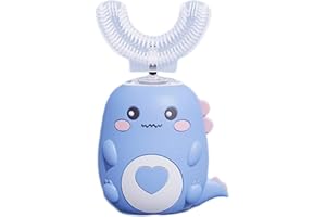 AWLVE Lulabini DinoBrush 360° Ultraschall-Zahnbürste Kinder Zahnbürste Elektrisch mit IPX7/LED/5 Reinigungsmodi, Zähneputzen wird zum Spiel (Blau 2-6 Jahre)