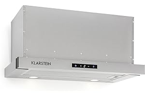 Klarstein Vinea Dunstabzugshaube ausziehbar mit 610m³/h max. Abluftleistung, Flachschirmhaube Einbau, Unterbau, Dunstabzugshaube 60cm breit, Abluft/Umluft, Beleuchtung, Aluminium-Fettfilter, silber