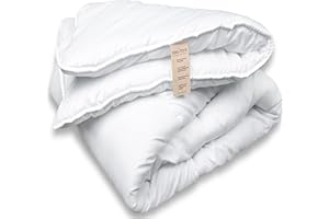 FH FAM' HOME HOME COSINESS Fam Home White Washable Duvet 140 x 200 cm, MADE IN GREEN Certified Quilted Duvet, Hypoallergenic Soft Durable, Recycled Polyester Hollow Fibre 350g/m2, One Person