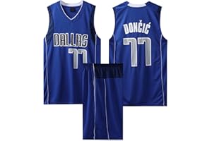 YIWAWQIAN Camiseta de Baloncesto Niño y Hombre, Nr.77 Equipación Baloncesto Niño Completa,Trajes de Baloncesto para Niños, Pantalones Cortos de Baloncesto para Niños y Adultos