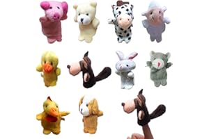 JEYORZY 10 Pezzi Marionette da Mano,Animali Pupazzetti Dita Set,Burattini a Dito,Giocattoli Educativi per Bambini,per Compleanno Party e Regali per Bambini e Bambine