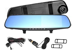 Esenlong Dash Cams for Cars Front and Rear, Dual Lens HD 1080P 4. 3in Car DVR Rearview Mirror Camera Dash Cam Video Recorder Motion Detection Loop Recording