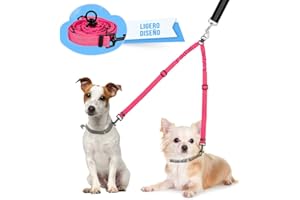 SlowTon Double Laisse pour Chiens - Sans Enchevêtrement, Pivot 360°, Réfléchissante, Réglable avec Séparateur pour Deux Chiens en Entraînement